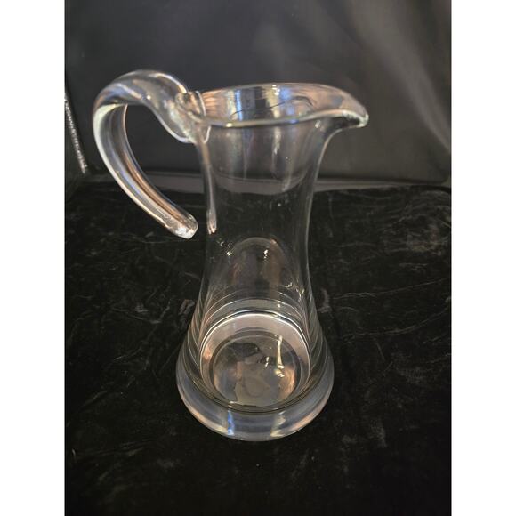 Small Adorable Glass Pitcher 7.5 Inches Tall 4.25 Inches at the Base - Picture 2 of 5